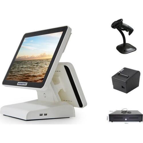 Wholesale Discount Free Shipping 15inch LED Dual Touch Screen POS System with Printer for Cafe Bar