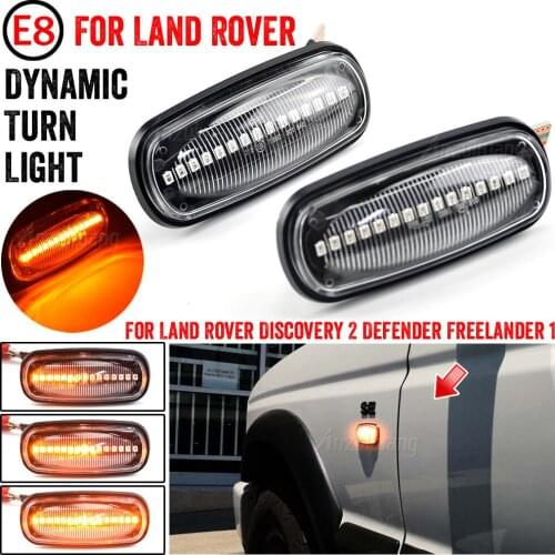 2pcs LED Turn Signal Dynamic Sweep Side Marker Lamp Repeater Indicator Light For Discovery 2 1999-2003 2004 Freelander Defender