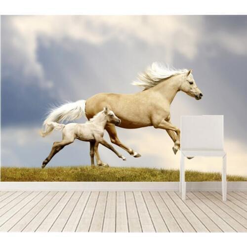 Custom 3D murals,Horses Cubs Two Run Animals papel de parede,hoteld bar living room sofa TV wall bedroom wallpaper