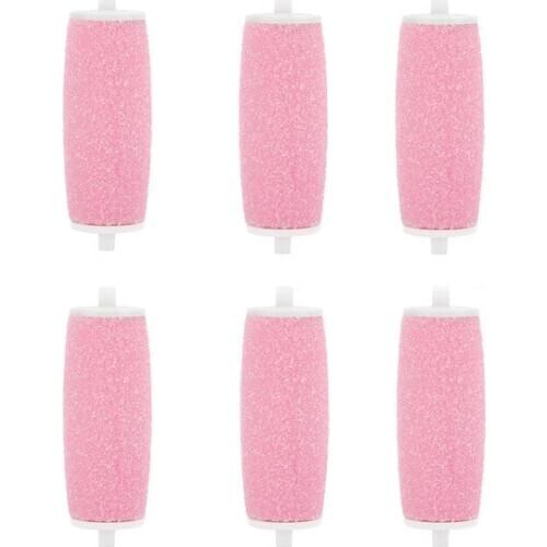 6Pcs Pink Replacement Roller Heads For Scholls Velvet Smooth Electric Foot File Express For Pedi Skin Remover Foot Care Tool