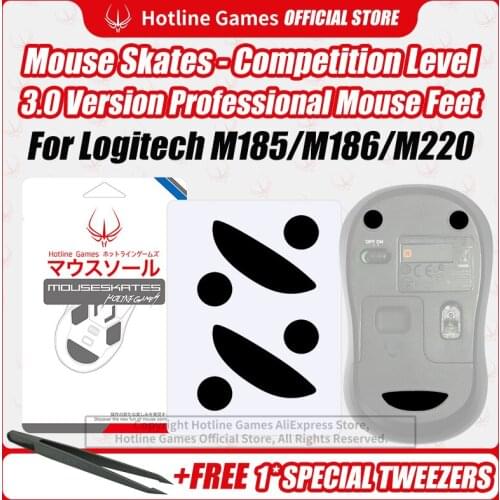 Hotline Games 3.0 Mouse Skates Mouse Feet Replacement for Logitech M185 Gaming Mouse,Smooth,Durable,Glide Feet Pads