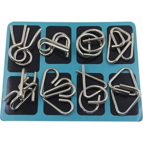 8Pcs/Set Nine-Ring Series Intelligence Buckle ABC Metal Puzzle Nine Series Unring Buckle Games Educational Toys For Children