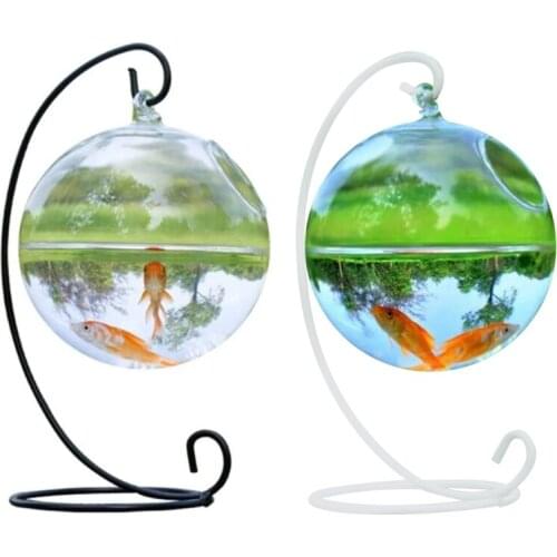 Fish Bowl,Transparent Spherical Glass Handmade Fish Tank Round Shape Hanging Glass Aquarium Fish Bowl Clear Plant Terrarium Gift