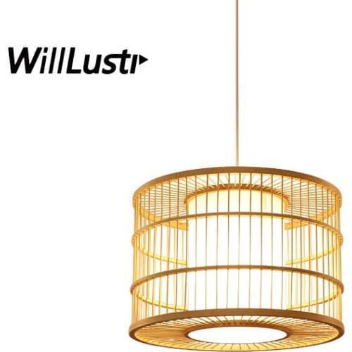 Handmade Bamboo Pendant Lamp Suspension Light Hotel Lounge Cafe Bar Izakaya Restaurant Bedroom Dining Room Wood Hanging Lighting