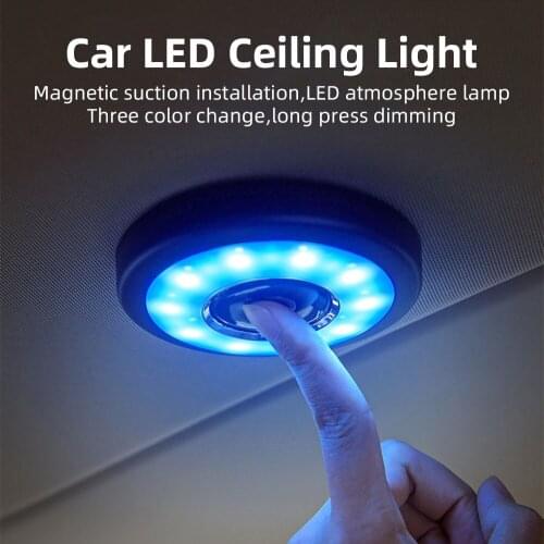 1PCS Wireless Led Usb Car Interior Ceiling Dome Light Reading USB Charging Roof Magnet Lamp Touch Type Night Light Rechargeable