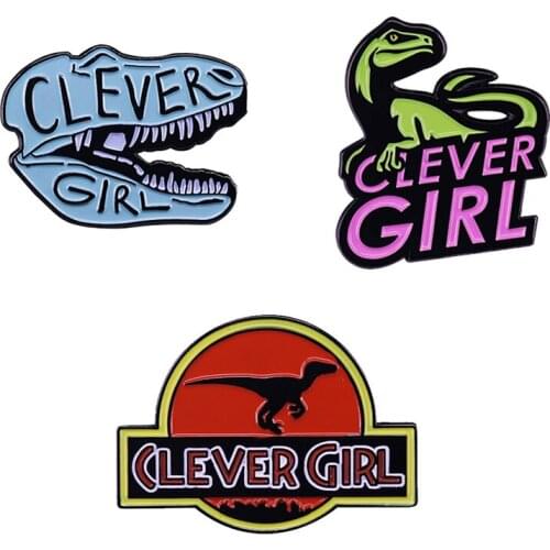 Jurassic Park Inspired Clever Girl Raptor Enamel Pin Dangerous Dinosaur Adventure Brooch