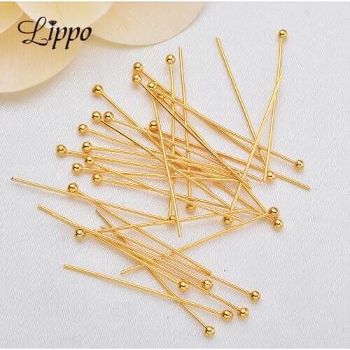 100pcs Length 30 mm High Qaulity Gold Ball Head Pins For Diy Jewelry Making Head pins Findings