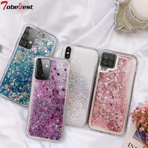Dynamic Quicksand Glitter Liquid Silicone Case For Samsung Galaxy A52 A32 A12 A42 A72 5G Coque Bling Crystal Clear Back Cover