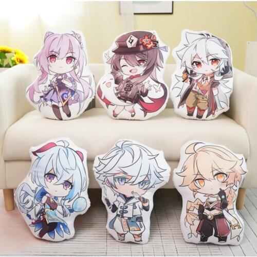 Genshin Impact Project Cartoons Anime Game Peripheral Sofa Cushion Pillow Diluc Barbatos Klee Zhong Li Stuffed Plush Doll Toys
