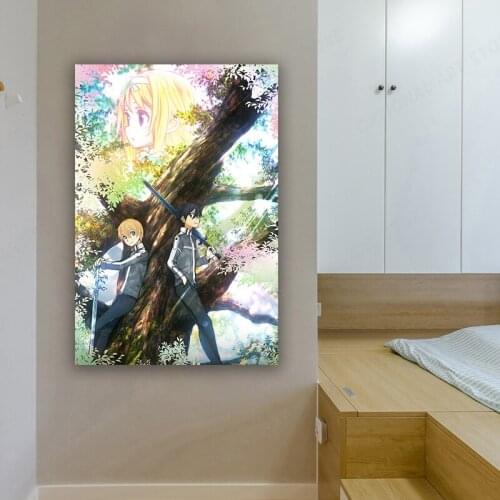 Kirito Kirigaya Kazuto SAO Anime Canvas Home Decor Prints Dorm Living Room Bedroom Painting Wall Art Decoration Manga Poster