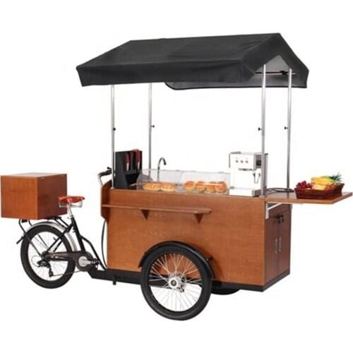 Factory Price Classical Coffee Bicycle Electric Coffee Cart Retro Coffee Bike Snack Tricycle Street Little Mobile Shop Truck