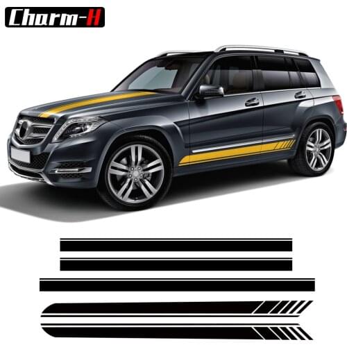 Car AMG Style Door Side Skirt Hood Stripes Decal Kit For Mercedes Benz GLE GLK ML Class W164 W166 GLE350 GLE400 GLK350 ML350
