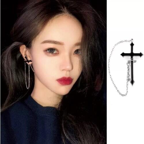 Cross Zipper Drop Earrings for Women Vintage Long Chain Party Punk Jewelry Gift New Fashion Earring Cross Drop Earring for Women
