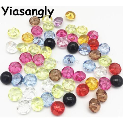 1000pcs 13mm Transparent Multi Crystal Acrylic Buttons Round With Shanks Sewing Baby Fancy Button Clothing Accessories