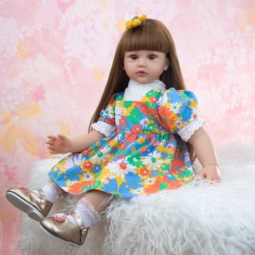 KEIUMI Long Hair Reborn Baby Brinquedos Dolls 60 CM Soft Cloth Body Realistic Newborn Toddler Bebe Toys Birthday Gift For Girls
