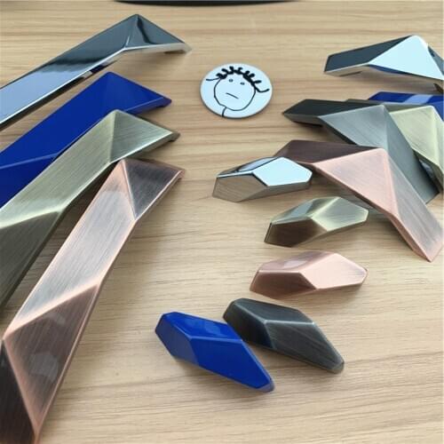 LCH Top Quality Solid Zinc Alloy Geometric Design European Style Cabinet Handle White Piano Blue Antique Brass Drawer Knob Pull