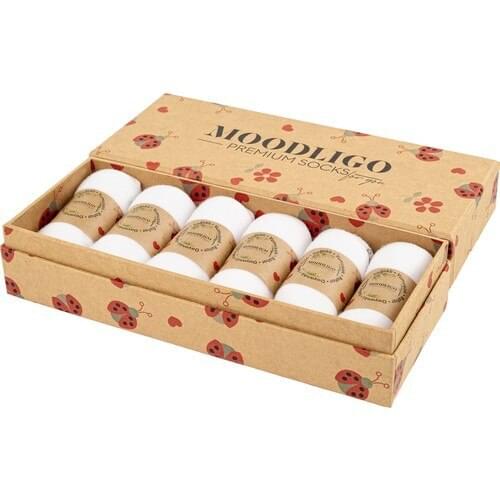 Moodligo Premium 6'lı Bamboo Booties Women 'S Socks-6 Double White