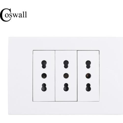 Coswall Wall Power Socket Plug 3 Way Italian / Chile Electrical Outlet 118mm*80mm AC 100~250V
