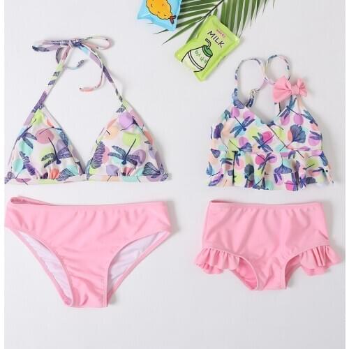 2020 new Girls Swimsuit Two-pieces Ruffle Style Childrens Swimwear Mother And Daughter Swimsuit Family Matching Clothes-SW410