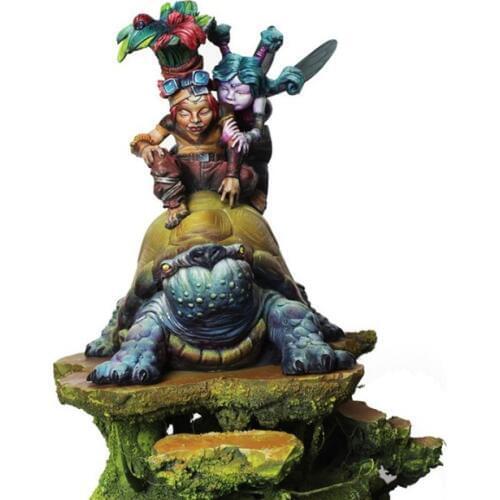 New Unassembled 1/24 75mm Tortoise KNIGHT with child 75mm Resin Kit DIY Toys Unpainted resin model