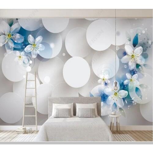 Papel de parede 3D three-dimensional flower circles modern 3d wallpaper,living room tv wall bedroom home decor KTV bar mural