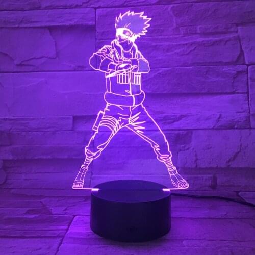 Naruto Hatake Kakashi Figurines LED 3D Night Light Kids Light Multicolor LED Decorative Table Lamp Home Decor Toys for Children