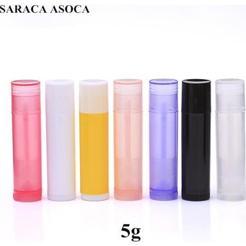Wholesale 160pcs/lot 5g Plastic Lipstick Tube Refillable Bottles 5ml Empty Lip Balm Tube For Cosmetic Packing
