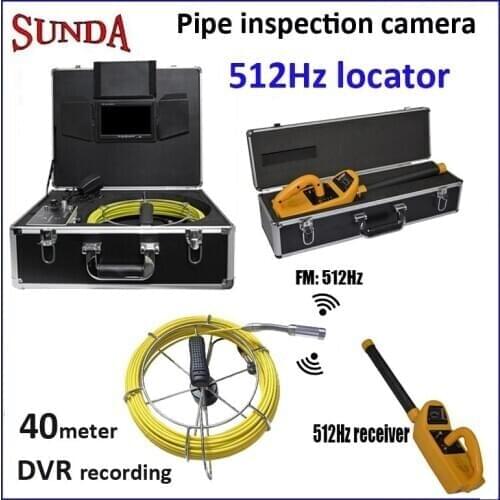 512HZ Transmitter and receiver drain/pipe inspection camera self level 40m cable dvr video&audio recording 512hz locator&sonda