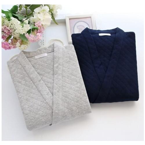 Nightwear V-neck Cotton Winter Thick Pajamas Set for Men Keep Warm Traditional Oriental Japanese Style Pyjamas Sleepwear Robe