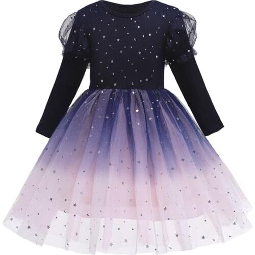 2-10 Yrs Kids Dress for Girls Party Dress knitted Children Clothing Shiny Sequins Princess Pageant Frock Christmas Costume