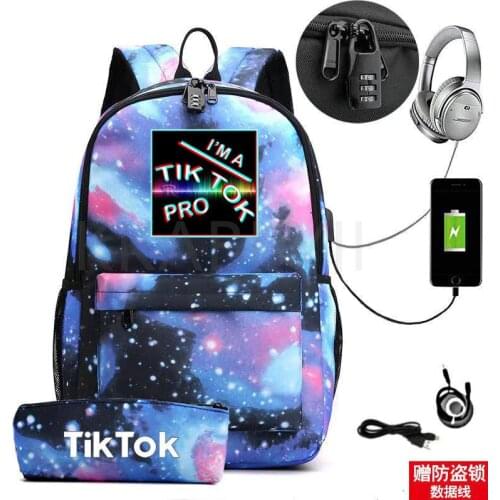 TIK TOK Casual Usb Charge Backpack For Boys Girls Teenagers School Bag Men Women Rucksack School Bag Teens Daily New Mochilas