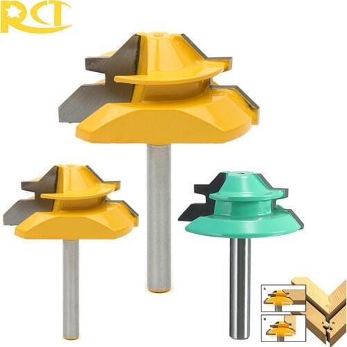 RCT 1/4'' Shank Lock Miter Router Bit 45 Degree Milling Cutters Wood Tenon Cutter For MDF Plywood Carpenter Woodworking Tools