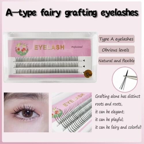 Three rows of A type net red fairy grafted eyelashes single cluster A type self grafted eyelashes curling eyelashes natural