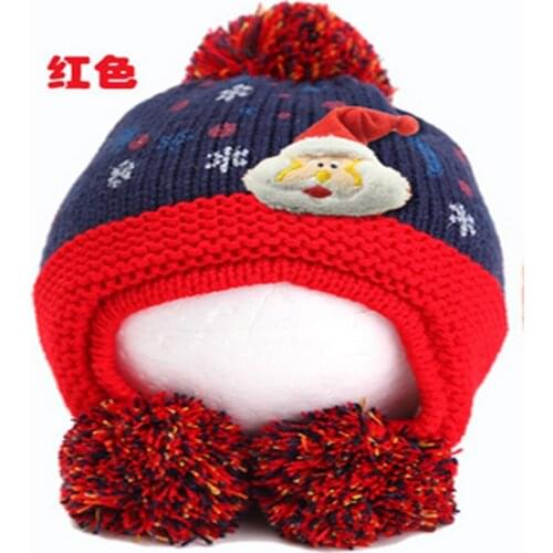 Christmas winter Korean version new baby hat Santa Claus newborn hat baby colorful hat children yarn Hairball cap Bomber hats
