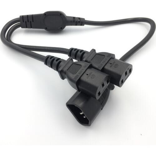 IEC 320 C14 Male Plug to 2XC13 Female Y Type Splitter Power Cord,C14 to 2ways C13 Power Adapter Cable,60cm,1M,2M