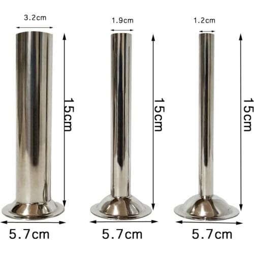 Stainless Steel #5 Size Meat Grinder Sausage Stuffer Tube 5.7cm Base Horn Funnel Filling 1.2cm 1.9cm 3.2cm
