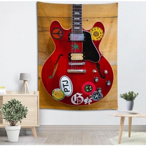 High Quality Guitar Music Tapestry Wall Hanging Tapestries Cloth Fabric Print For Living Room Decorative Wall Blanket 2.25