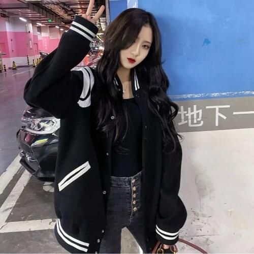 Women Coat 2020 Cool Girls Black Long Sleeve Plush Jacket Tops Outerwear Overcoats Streetwear Jackets Casual Autumn Short Coats