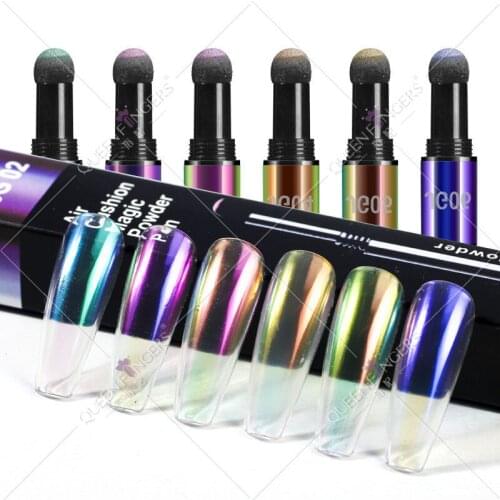 1pcs Nail Titanium Powder Air Cushion Magic Mirror Pen Earth Tone Titanium Gold Mirror Air Cushion Magic Pen DIY Nail Design