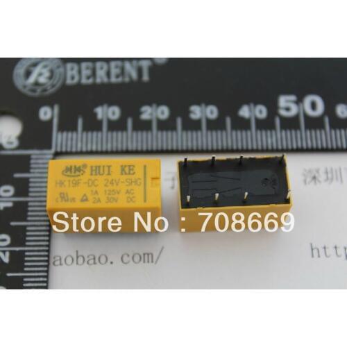 10PCS DC24V 8 pins pcb relay HK19F,powerful SILVER contacts