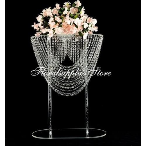 2PCS 31.5 Inch Acrylic Wedding Table Centerpieces Flower Vases Stand Rack Event Party Road Lead Candle Holder Home Decoration