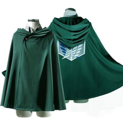 2019 Hoodie Attack on Titan Cloak Shingeki no Kyojin Scouting Legion Cosplay Costume anime cosplay green Cape Women mens clothes