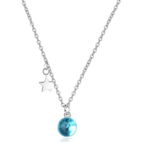 925 Sterling Silver Crystal Round Ball Charm Necklaces & Pendants For Women Fashion Jewelry Star Charm Choker Collar dz701