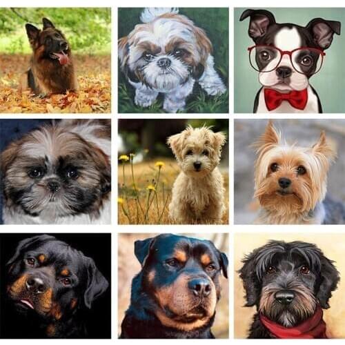 5D DIY Diamond Painting German Shepherd Dog in the sunset Animal Rhinestones Cross Stitch Embroidery Home Decoration