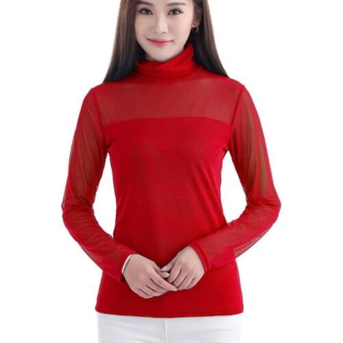 Arab Women Clothes Muslimah Top Tshirt Islamic Long Sleeve Blusas Mujer De Moda 2019 High Collar Blouse Perspective Muslim Shirt