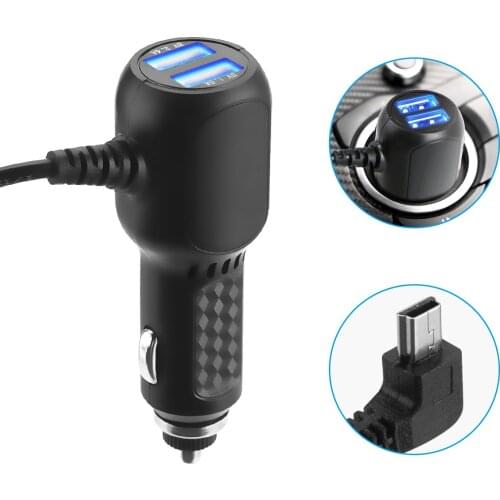 Car Charger Mini USB Power Cable Adapter Charging Port with 5V 2.4A 1.0A Dual USB Charger Adapter for Car Phone GPS Camera DVR