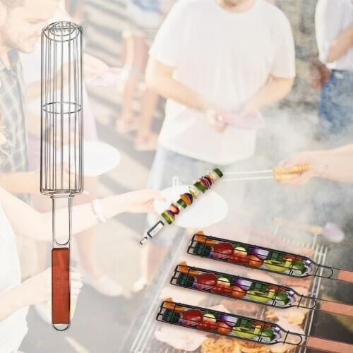 BBQ Shelf Portable Stainless Steel BBQ Barbecue Grilling Basket for Fish Vegetables Kitchenware Black Party Bbq Tool