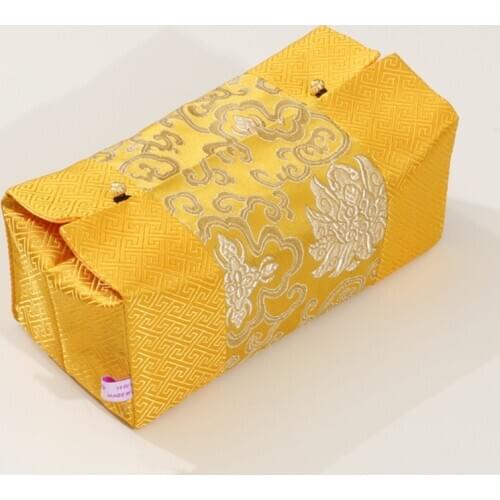 Portable Pocket Travel Tissue Box Case Holder Patchwork Decorative Chinese Luxury SIlk Satin Napkin Paper Cover