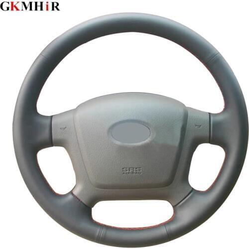 Steering Cover Hand-stitched Soft Artificial Leather Black Car Steering Wheel Cover for Kia Cerato 2005-2012 Old Kia Ceed