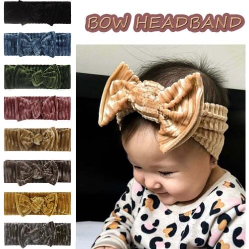 Kids Newborn Turban Girls Hairbands Baby Solid Velvet Headband Hair Band Bow Headwear Child Hair Accessories Cintillos Bebes